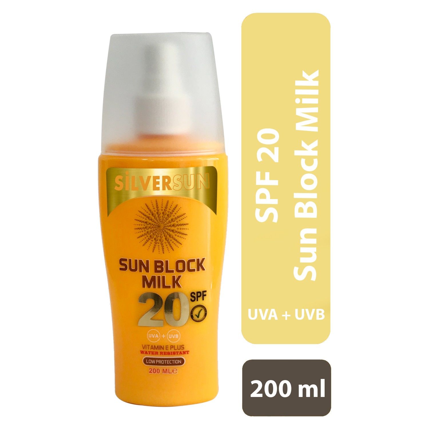 Silversun Sun Block Milk SPF20 UVA+UVB Vitamin E Plus 200 ml