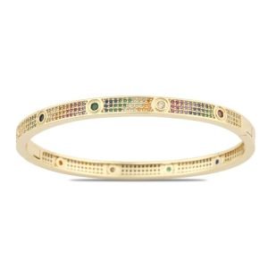 Izgara Desenli Renkli Zirkon Taşlı Bileklik