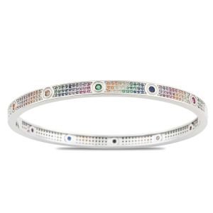 Izgara Desenli Renkli Zirkon Taşlı Bileklik
