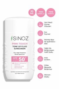 Sinoz Pink Touch Aydınlatıcı Sıvı Yüz Güneş Kremi Yeni Nesil Güneş Filtreleri Hibrit Formül SPF50 50 ml