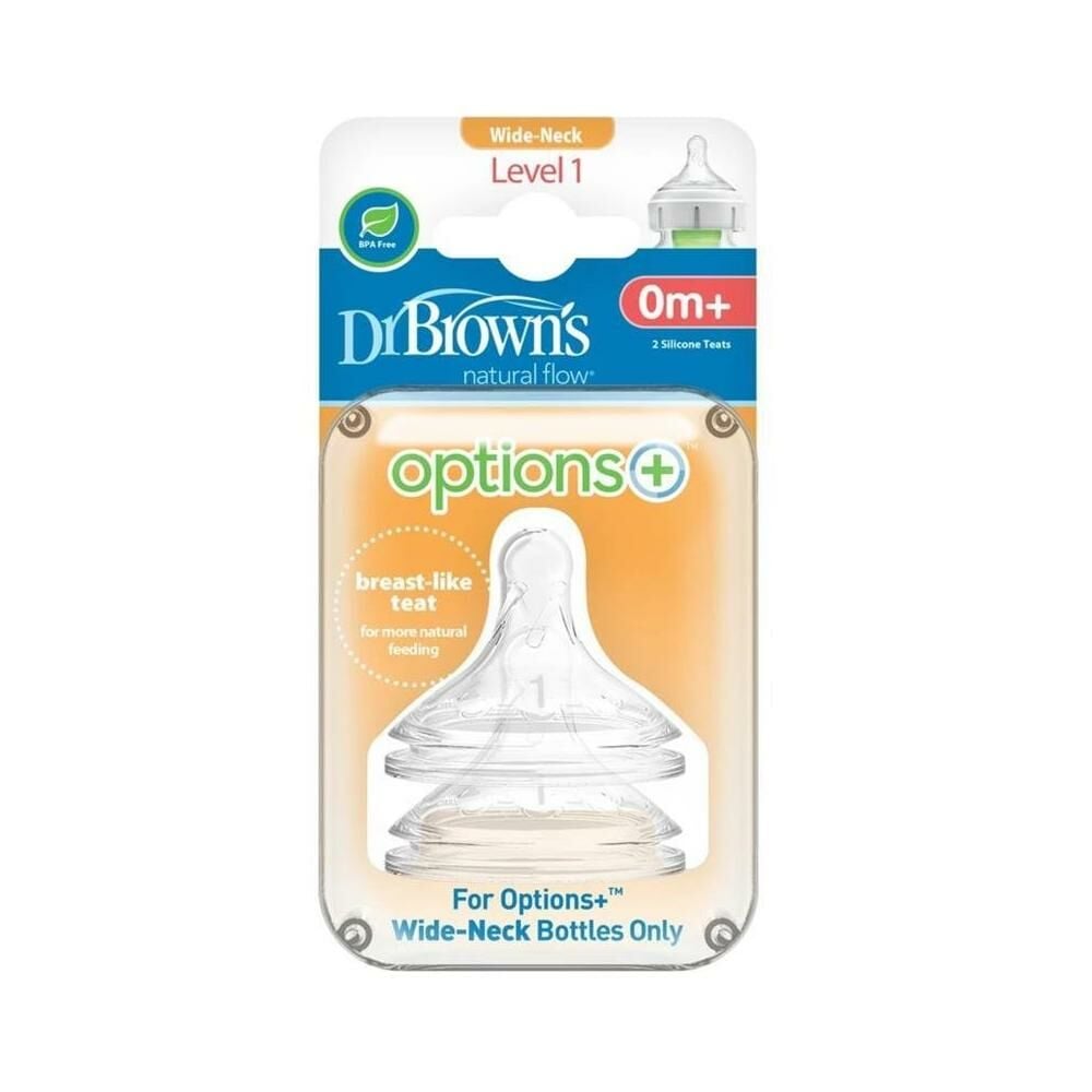 Dr. Brown's 1. Seviye Geniş Ağız Silikon Biberon Emziği 2'li