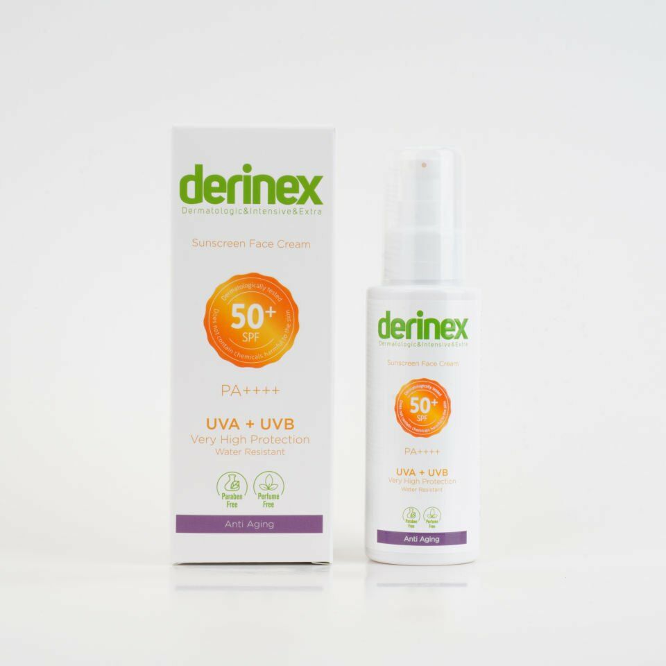 Derinex Güneş Koruyucu Yüz Kremi Spf 50+ Yaşlanma Karşıtı 50ml