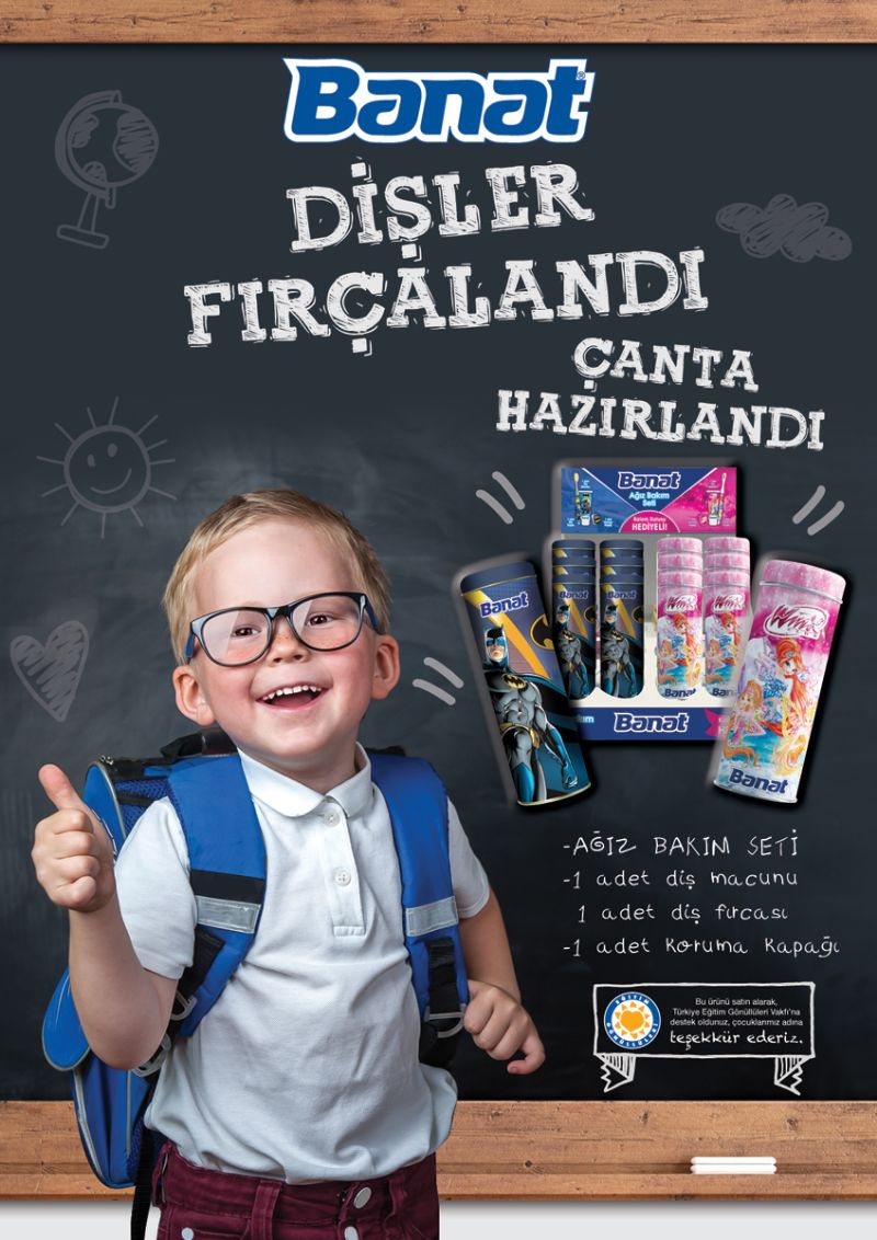 BANAT BATMAN SİLİNDİR KUTU OKUL SETİ FIRÇA+MACUN+KORUMA KAPAĞI