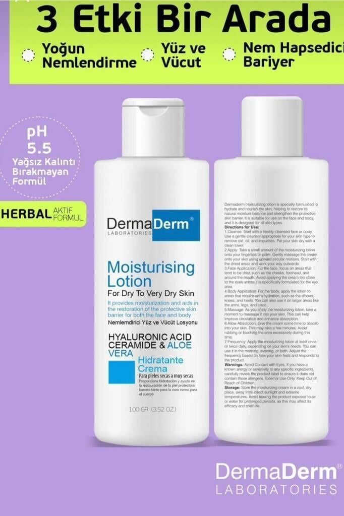 Dermaderm Mousturizing Nemlendirici Yüz ve Vücut Lotion 100 ml