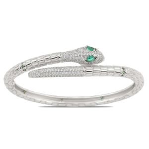 Büyük Yılan Figürlü Renkli Zirkon Taşlı Bileklik