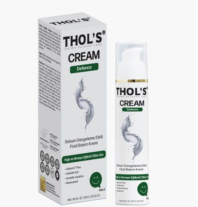 Thol's Cream Defence Yağlı ve Akneye Eğilimli Ciltler İçin Sebum Dengeleme Etkili Fluid Bakım Kremi 50 ml
