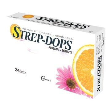 Strep-Dops Portakal,C Vitaminli,Ekinezyalı 24 Pastil