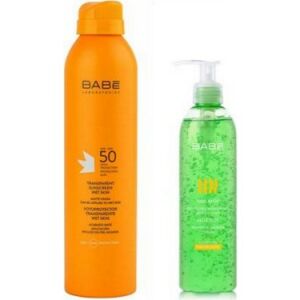Babe Transparan Sunscreen Wet Skin SPF50 200 ml + Aloe Vera Gel 90 ml
