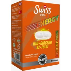 Swiss Bork Energy Q10 + Gingeng + K2 + Folat 30 Tablet