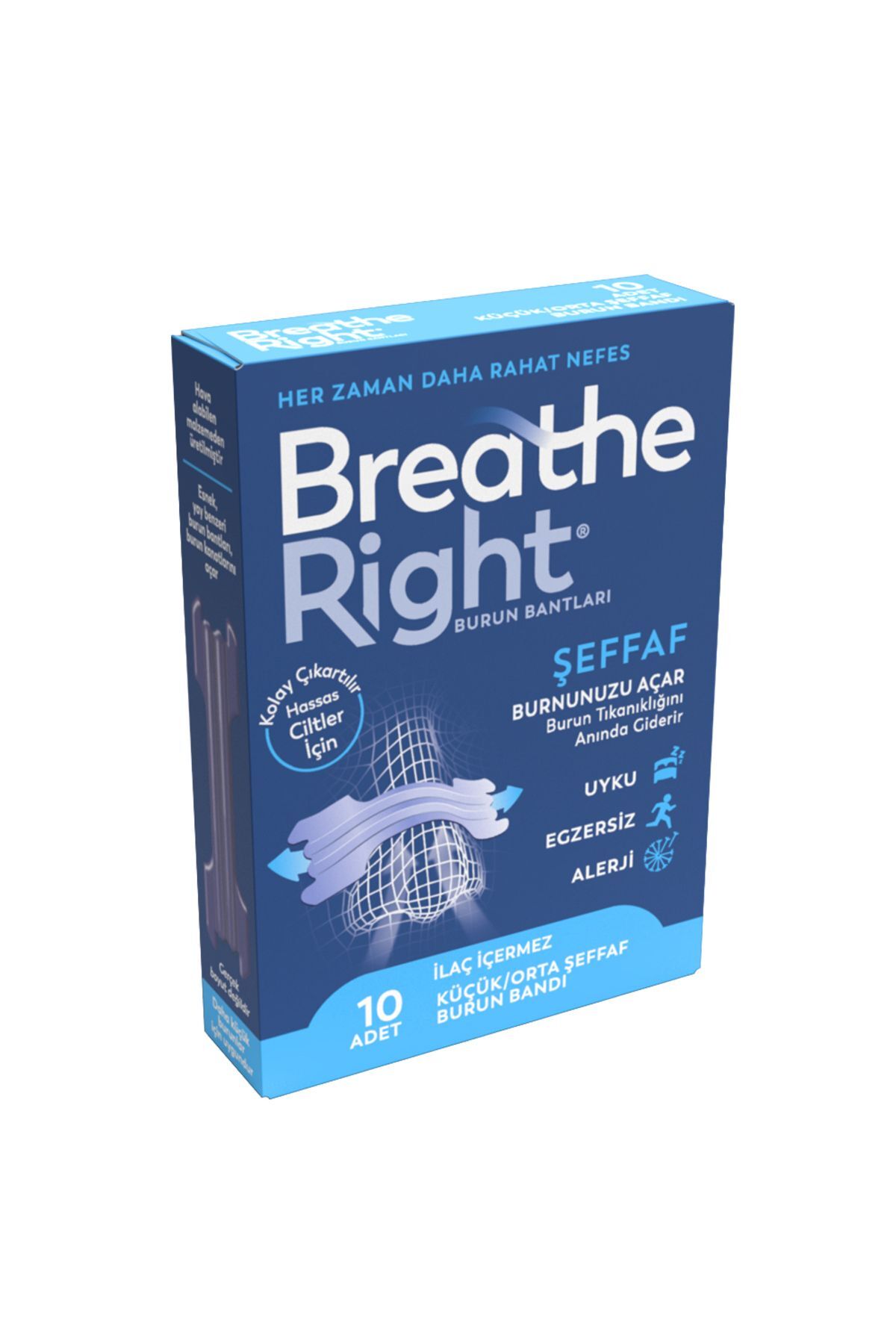 Breathe Right Burun Bandı Şeffaf Küçük & Orta 10'lu