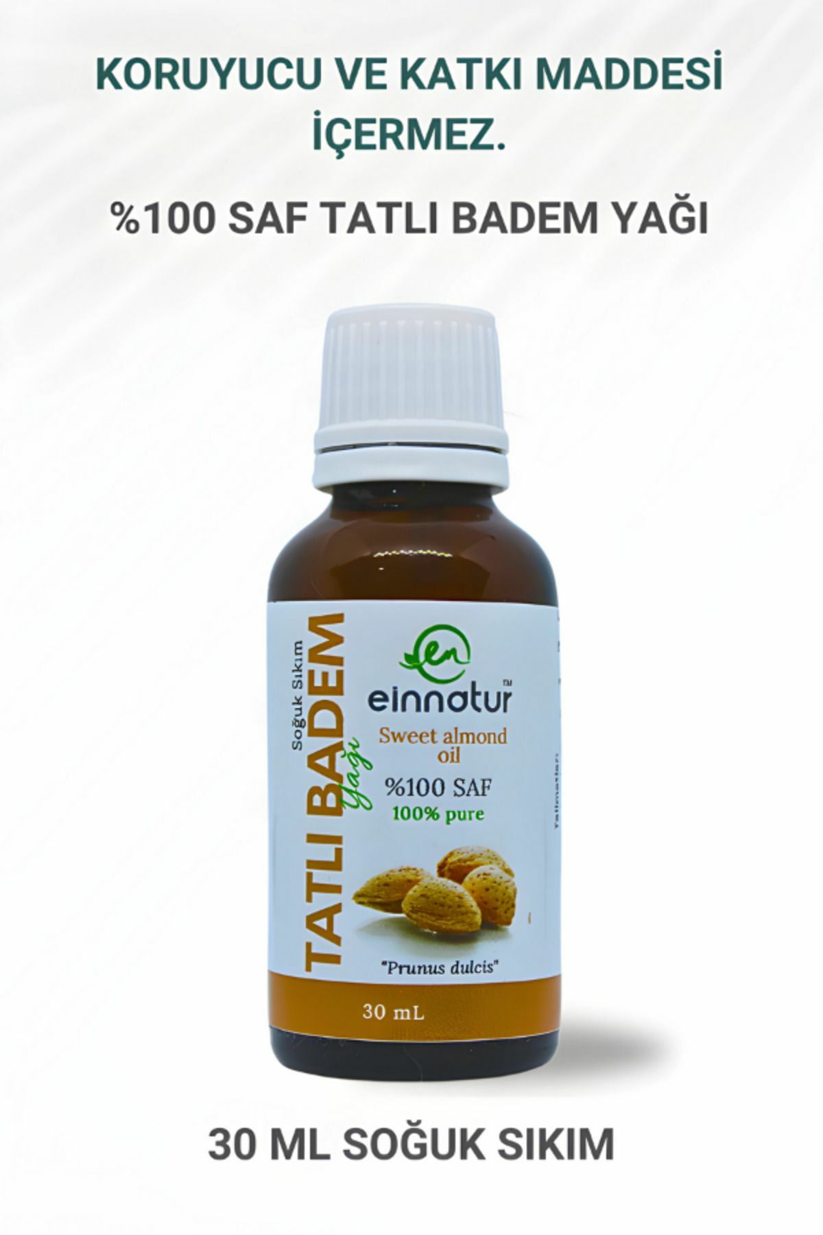 Einnatur Tatlı Badem Yağı %100 Saf Soğuk Sıkım Prunus Dulcis Oil Besleyici Bakım Yağı 30 ml