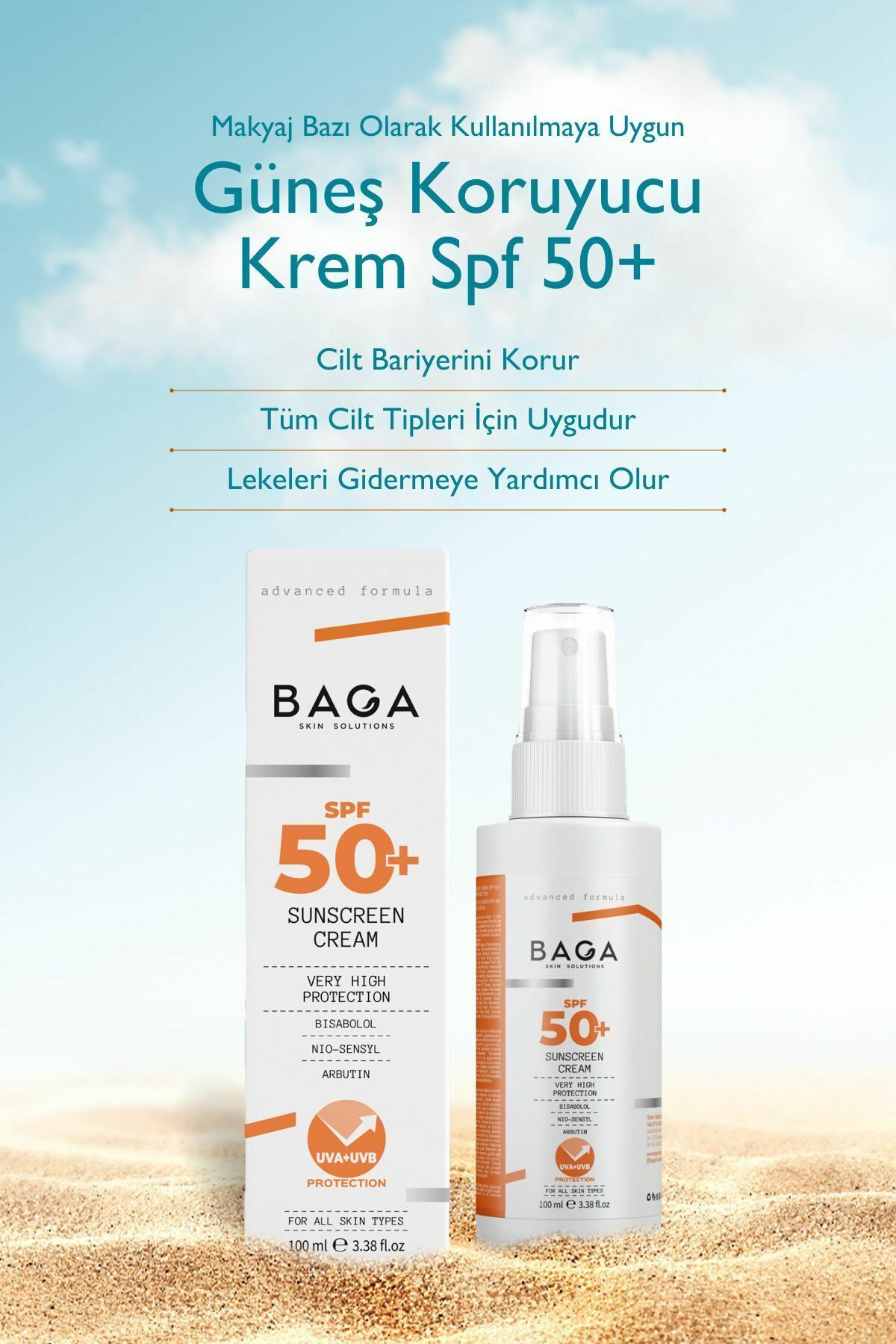 Baga Güneş Koruyucu Krem SPF50+ 100 ml