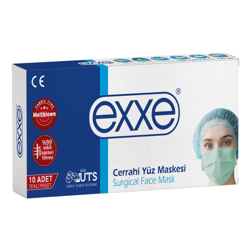 Maske  Meltblown Exxe 10Lu Teklı Poset Yesıl