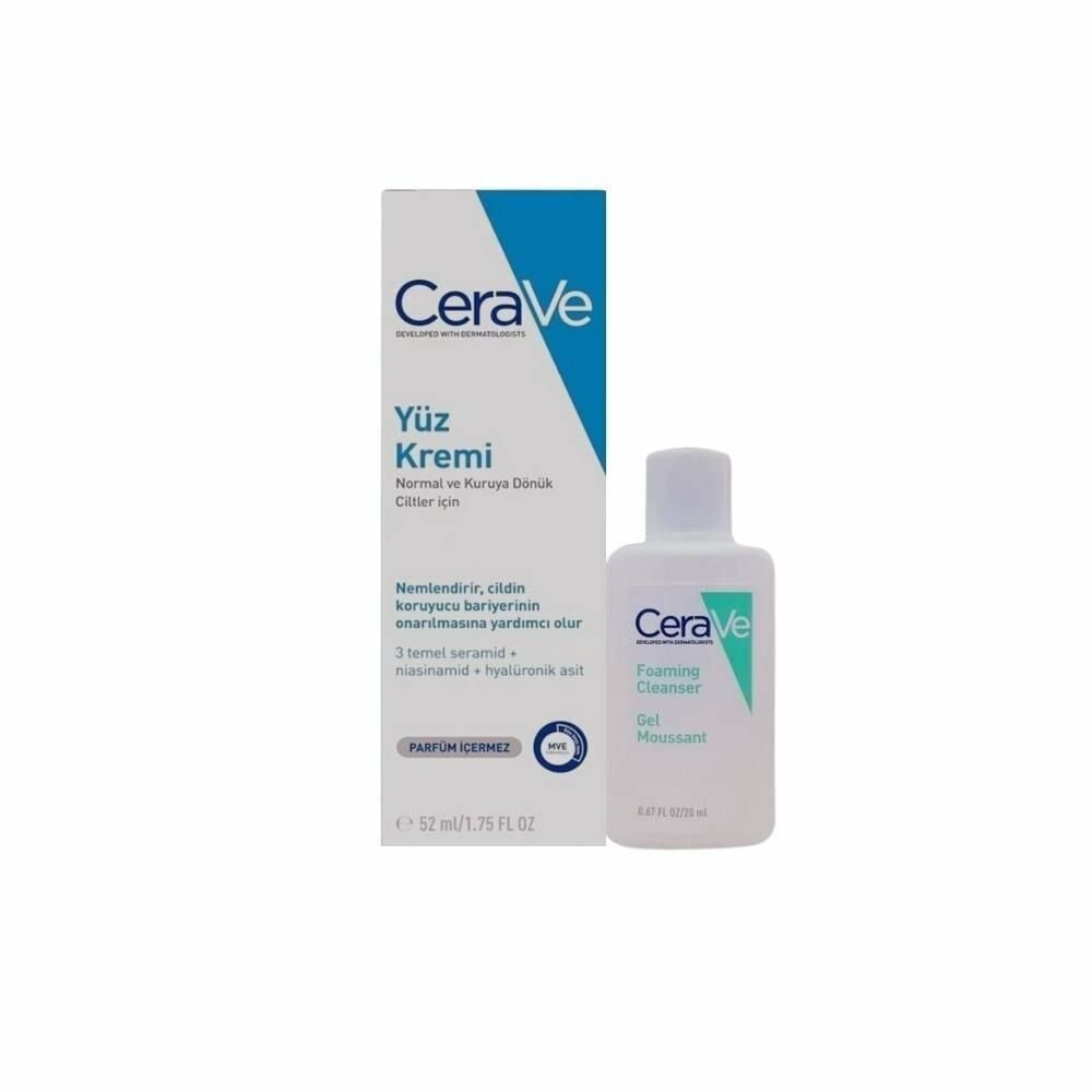 Cerave Yüz Kremi 52 ml + Cerave Köpüren Temizleyici 20 ml