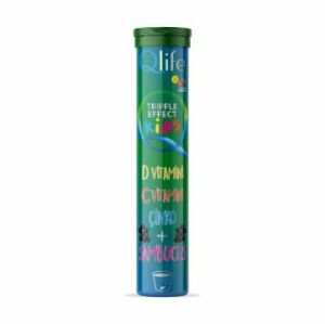 Qlife Tripple Effect Kids D Vitamini C Vitamini Çinko + Sambucus 20 Efervesan Tablet