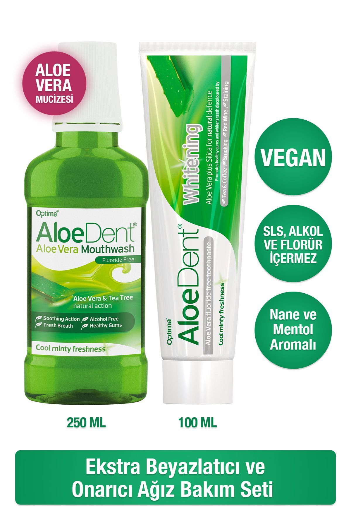 AloeDent Aleo Veralı Florürsüz Extra Beyazlatıcı Diş Macunu 100ml