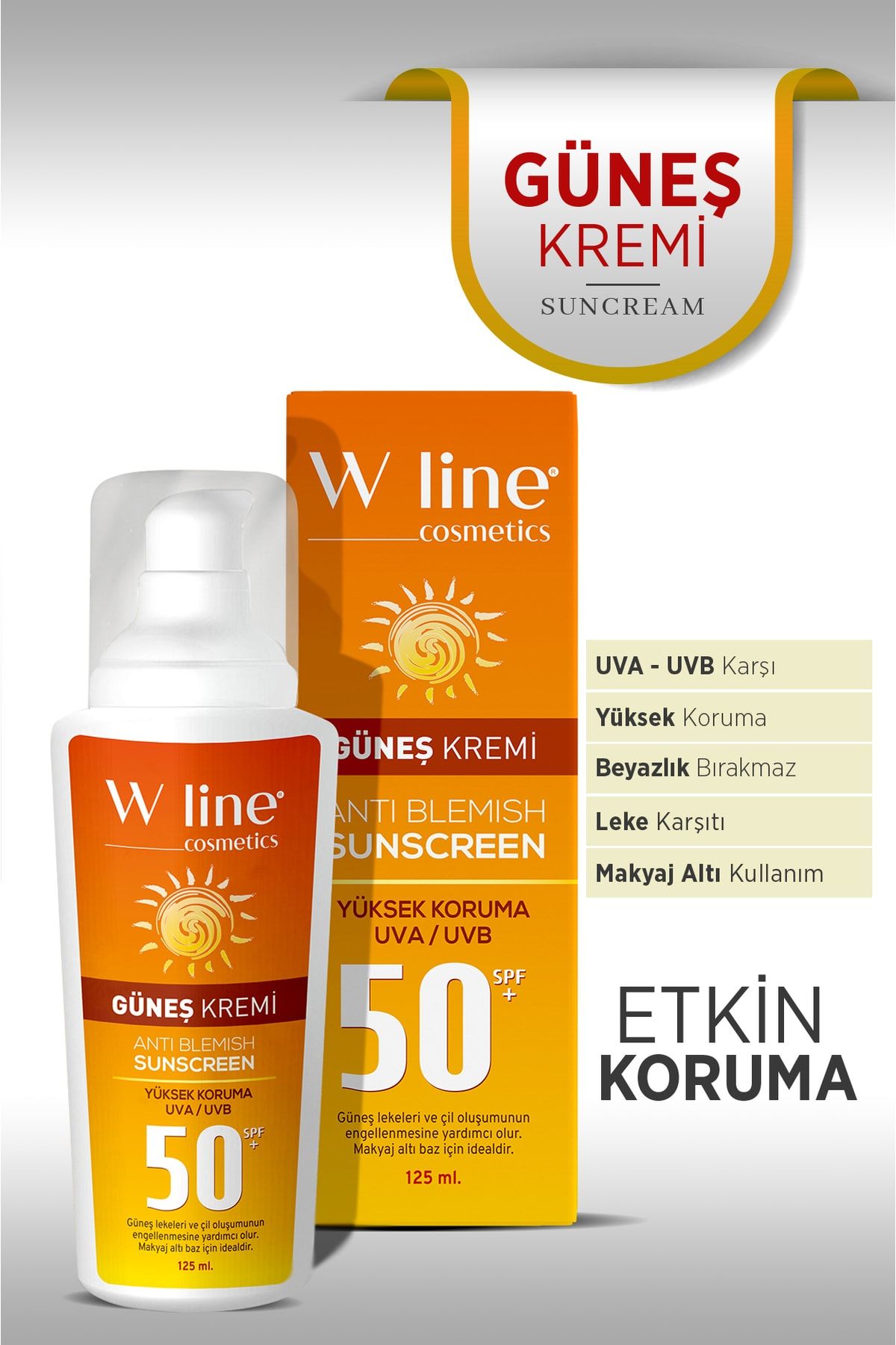 Wline Güneş Kremi Leke Karşıtı SPF50+ 125 ml