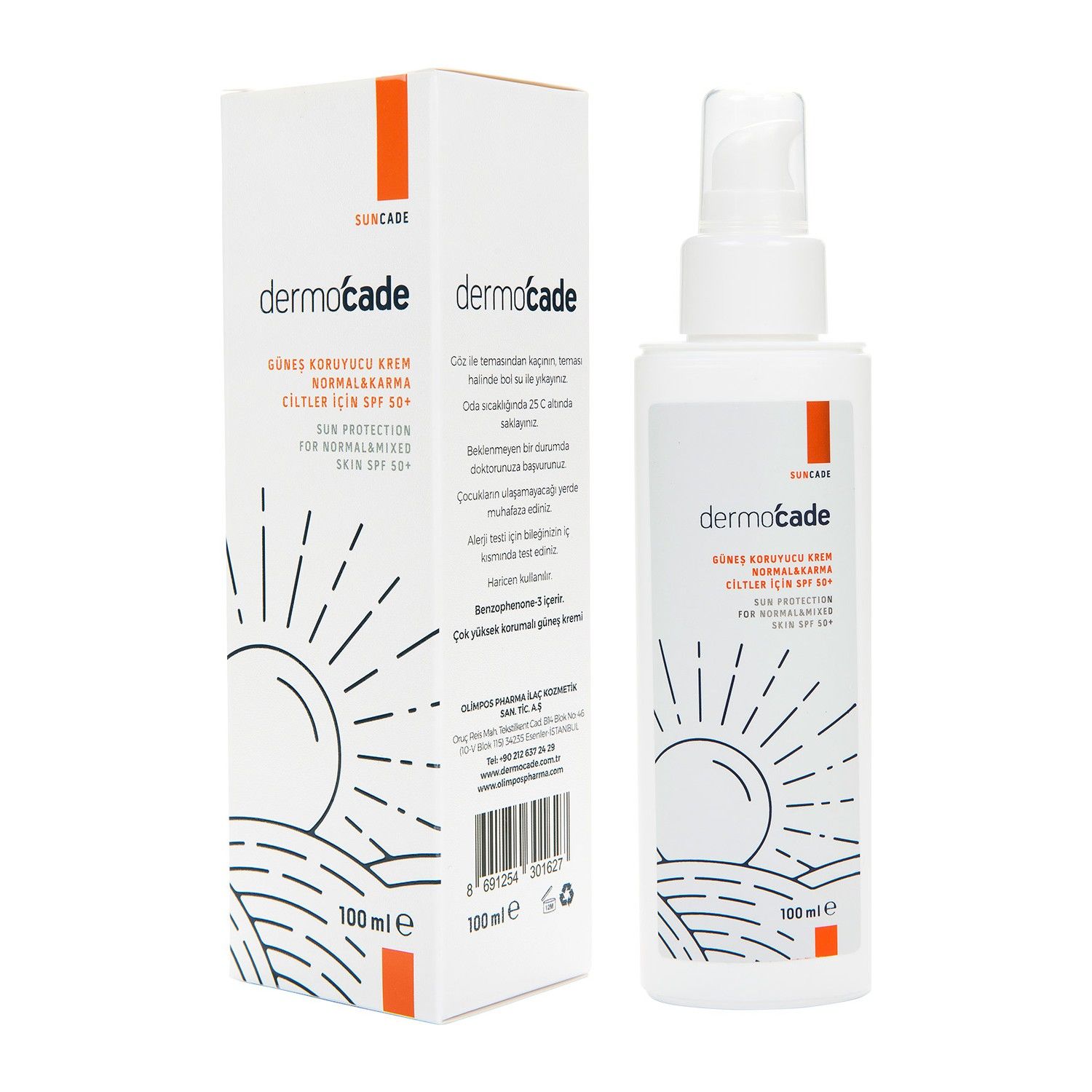 Dermocade Güneş Kremi Normal ve Karma Ciltler SPF50+ 100 ml