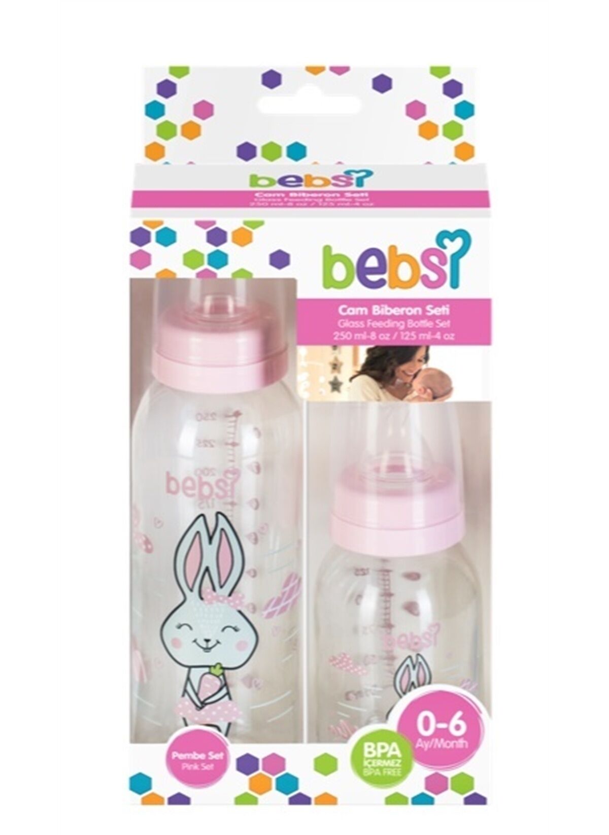 Bebsi 642 Cam Biberon 2'li 125+250 ml - Pembe