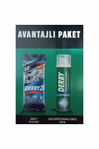 Derby Avantajlı Paket Derby 3 10'lu Poşet + Tıraş Köpüğü Okyanus Esintisi 200 ml