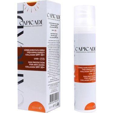 Capicade Güneş Koruyucu Krem Yaşlanma Karşıtı Collagen SPF50+ 100 ml