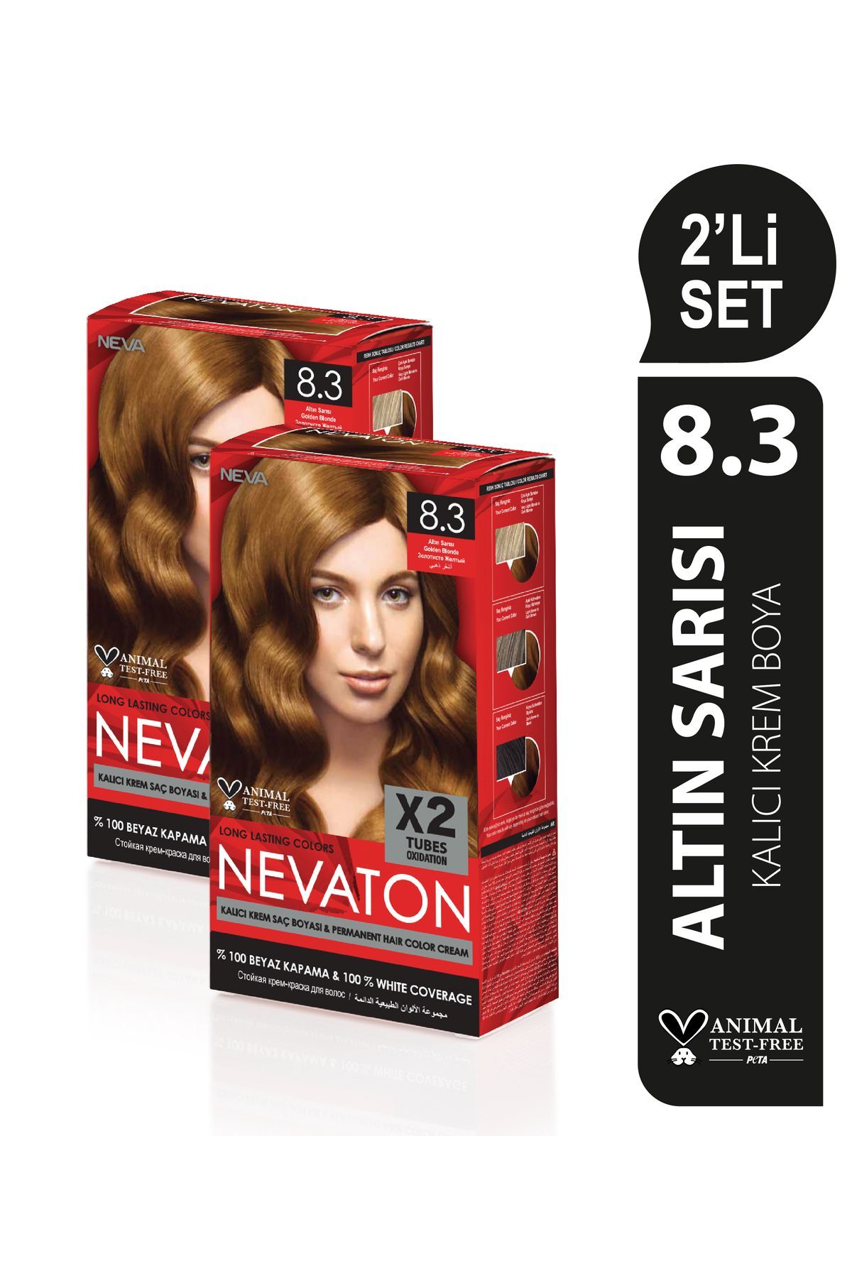 Nevaton Kalıcı Krem Saç Boyası Set 6.35 Altın Kahve - Krem Boya 2x50 ml + Oksidan 2x50 ml