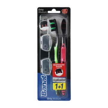 Banat Deep Clean Black Derinlemesine Temizlik Diş Fırçası 1+1 Orta