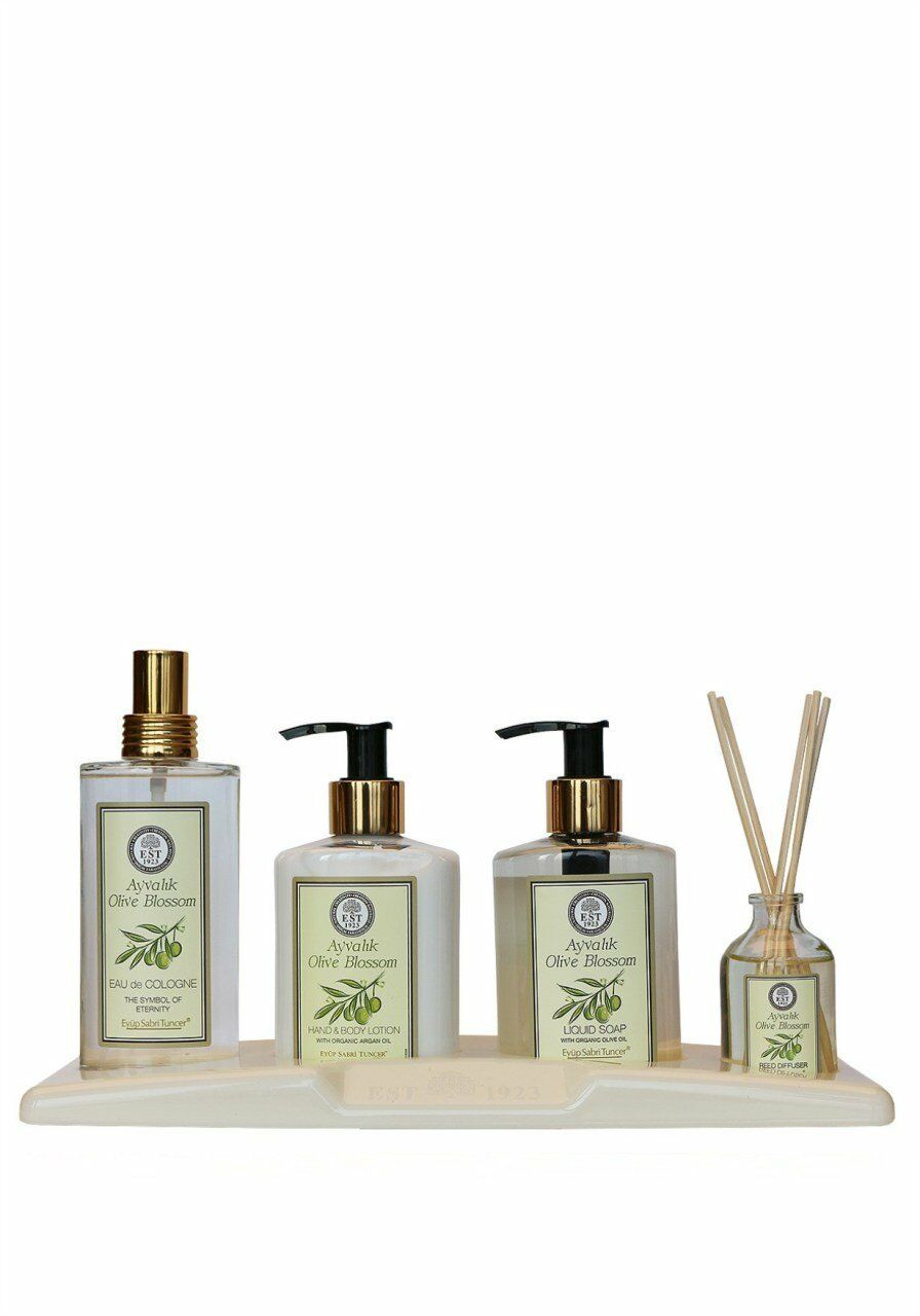 Eyüp Sabri Tuncer Ayvalık Zeytin Çiçeği Set - Oda Kokusu 50 ml +El ve Vücut Losyonu 250 ml + Eau de Cologne 150 ml + Sıvı Sabun 250 ml