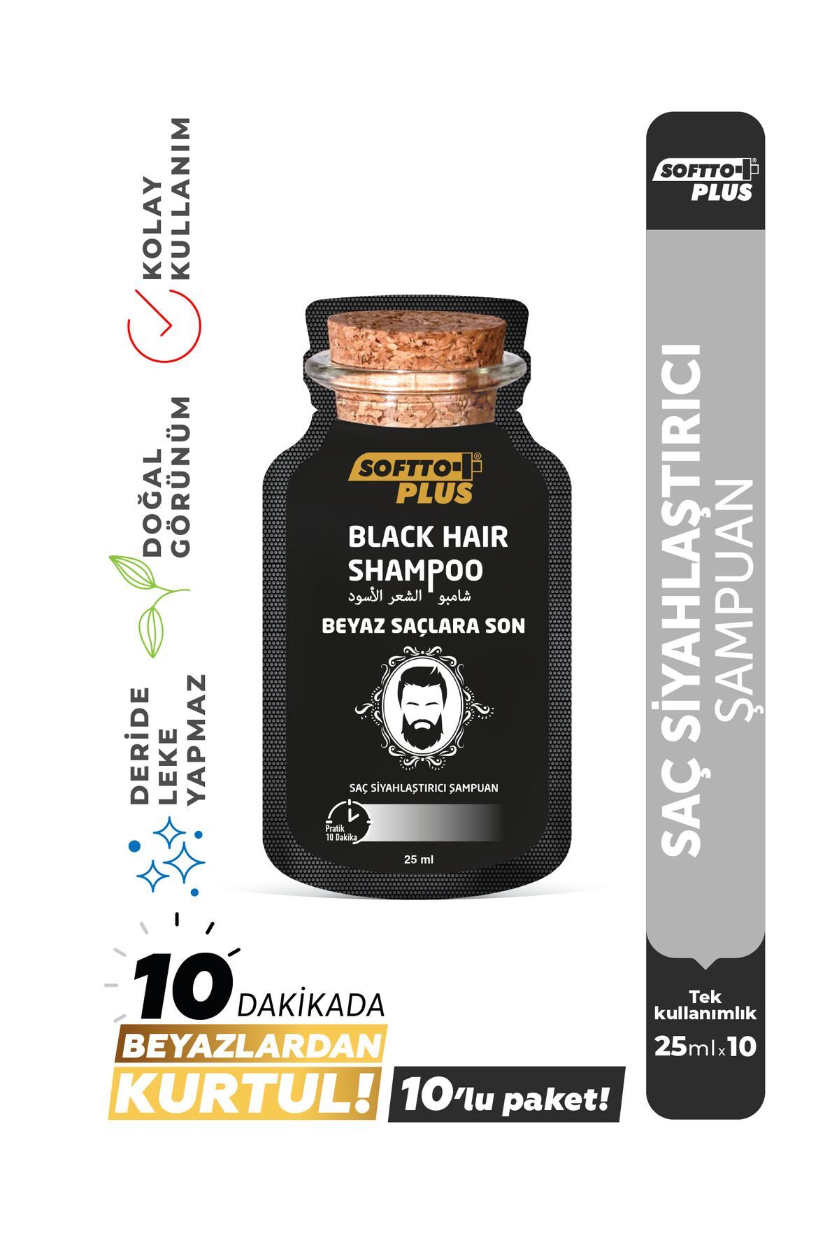 Softto Plus Saç Siyahlaştırıcı Şampuan Boya 25 ml