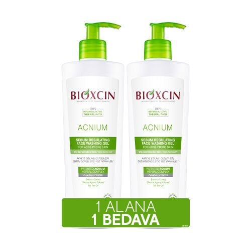 Bioxcin Acnium Yüz Yıkama Jeli Sebium Dengeleyici 500 ml - 1+1 Hediyeli