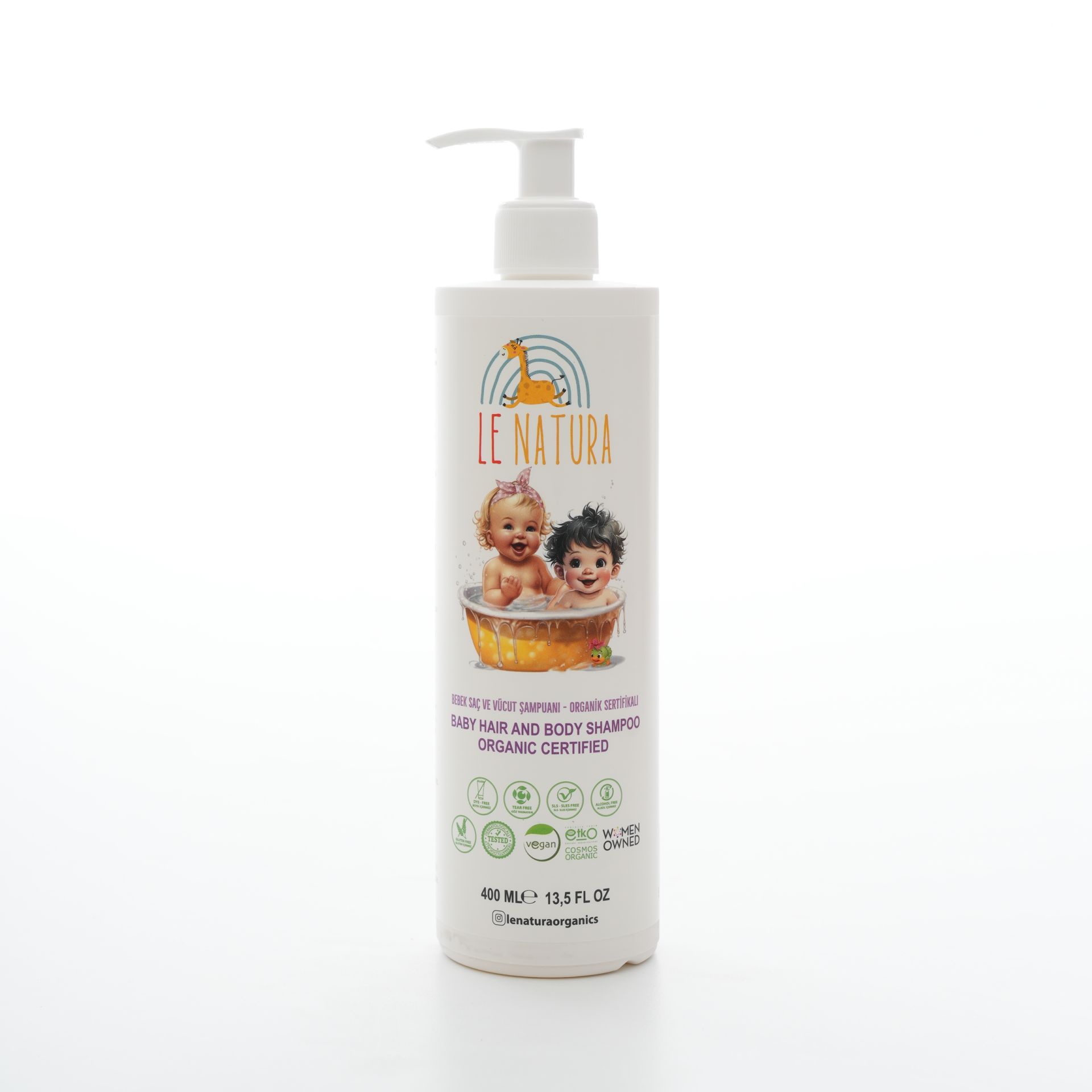 Le Natura Organik Vegan Sertifikalı Glütensiz Bebek Saç ve Vücut Şampuanı 400 ml