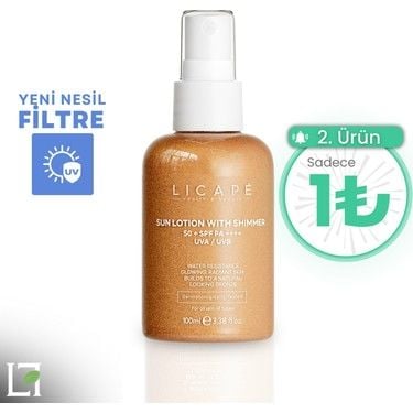 Licape Işıltılı Güneş Kremi Suya Dayanıklı +50 Faktör 100 ml