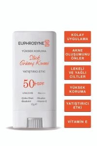Euphrosynexz Stick Güneş Kremi Yüksek Koruma UVA/UVB Pa++++ Akne Karşıtı Lekeli ve Yağlı Ciltler SPF50+ 12 gr