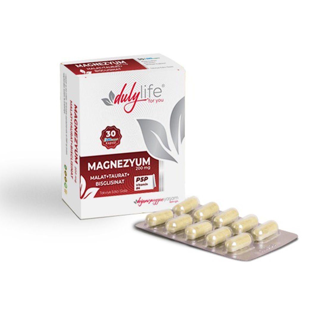 Dullife Magnezyum Malat Taurat Bisglisinat P5P Vitamin B6 200 mg 30 Drcaps Kapsül