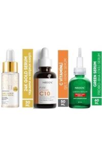 Nedox Anti Aging 24K Gold Serum 30 ml +Saf Vitamin C10 Serum 50 ml + Probio BHA Leke Karşıtı Green Serum 60 ml