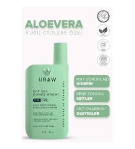 Uraw Aloe Vera Kuru ve Atopik Ciltlere Özel Doku Yenileyici ve Onarıcı Güneş Koruyucu Krem SPF50+ 50 ml