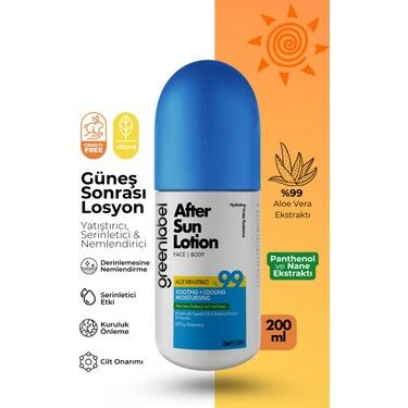 Greenlabel Güneş Sonrası Vücut Losyonu Aloe Vera Nane Ekstraktı İçeren After Sun Body Lotion 200 ml