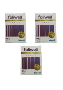 Foliwell Folik Asit 90 Tablet - 3 Adet