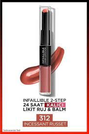 L'oreal Paris İnfaillible 2 Step 24HR Lipstick Likit Ruj Balm Incessant Russet 312