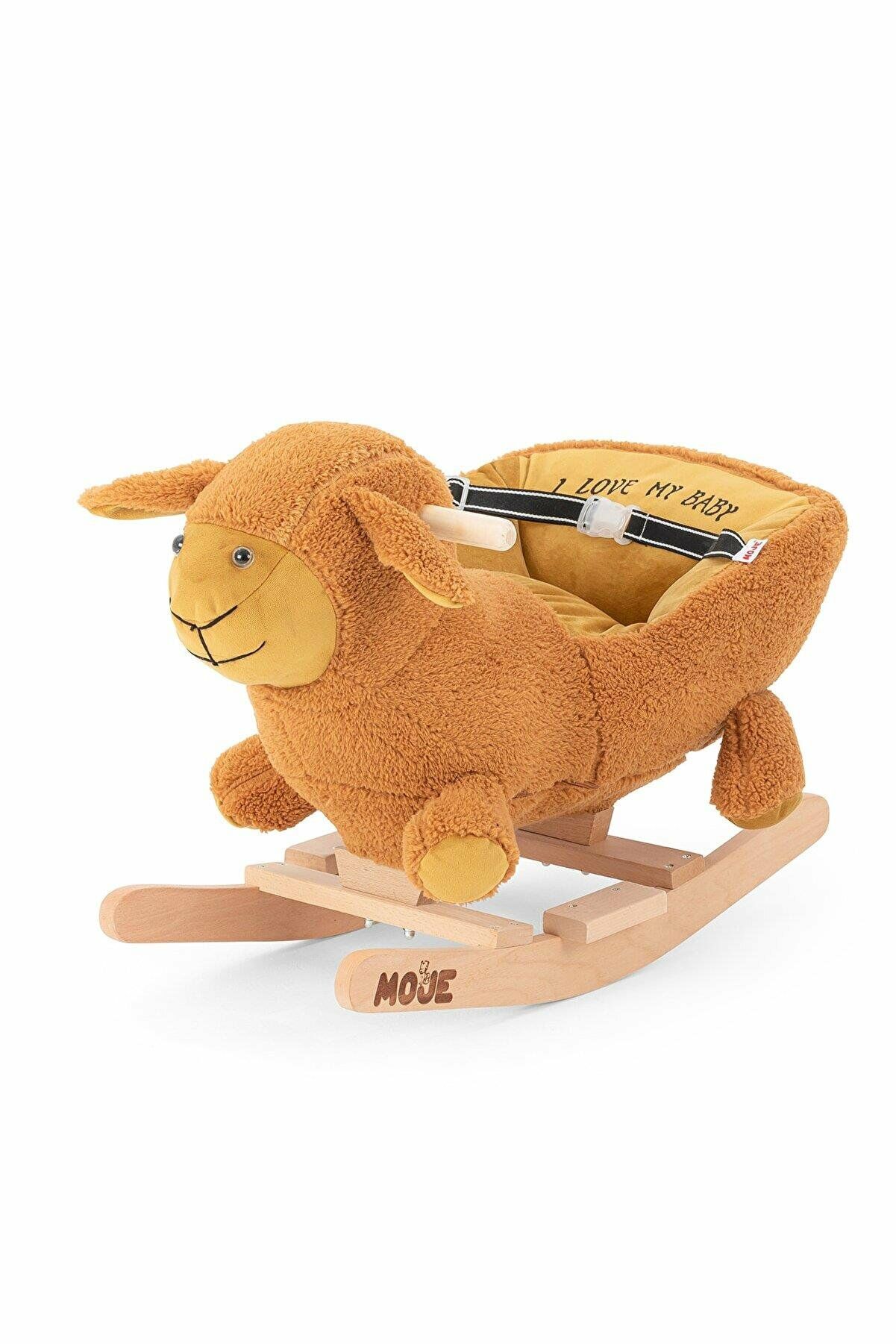 Moje Enjoy Ahşap Ayaklı Peluş Sallanan Kuzu Oyuncak Kahve