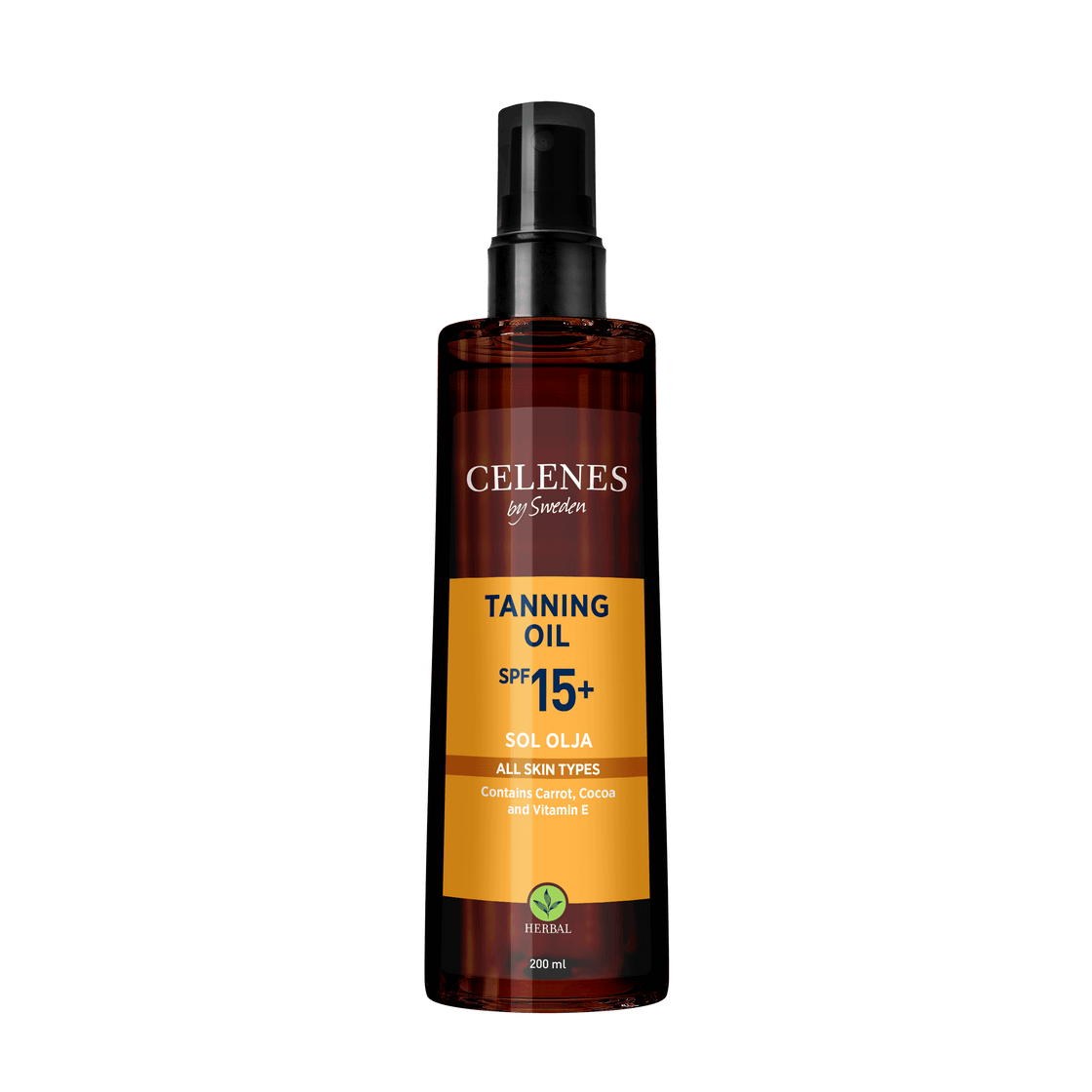 Celenes by Sweden Herbal Tanning Oil Bronzlaştırıcı Güneş Yağı SPF15+ 200 ml