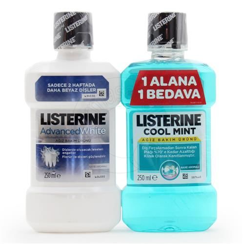 Listerine Advanced White 250 ml + Cool Mint 250ml Kofre