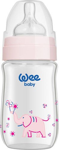 Wee Baby 140 Klasik Plus İsıya Dayanıklı Cam Biberon 180 ml - Pembe