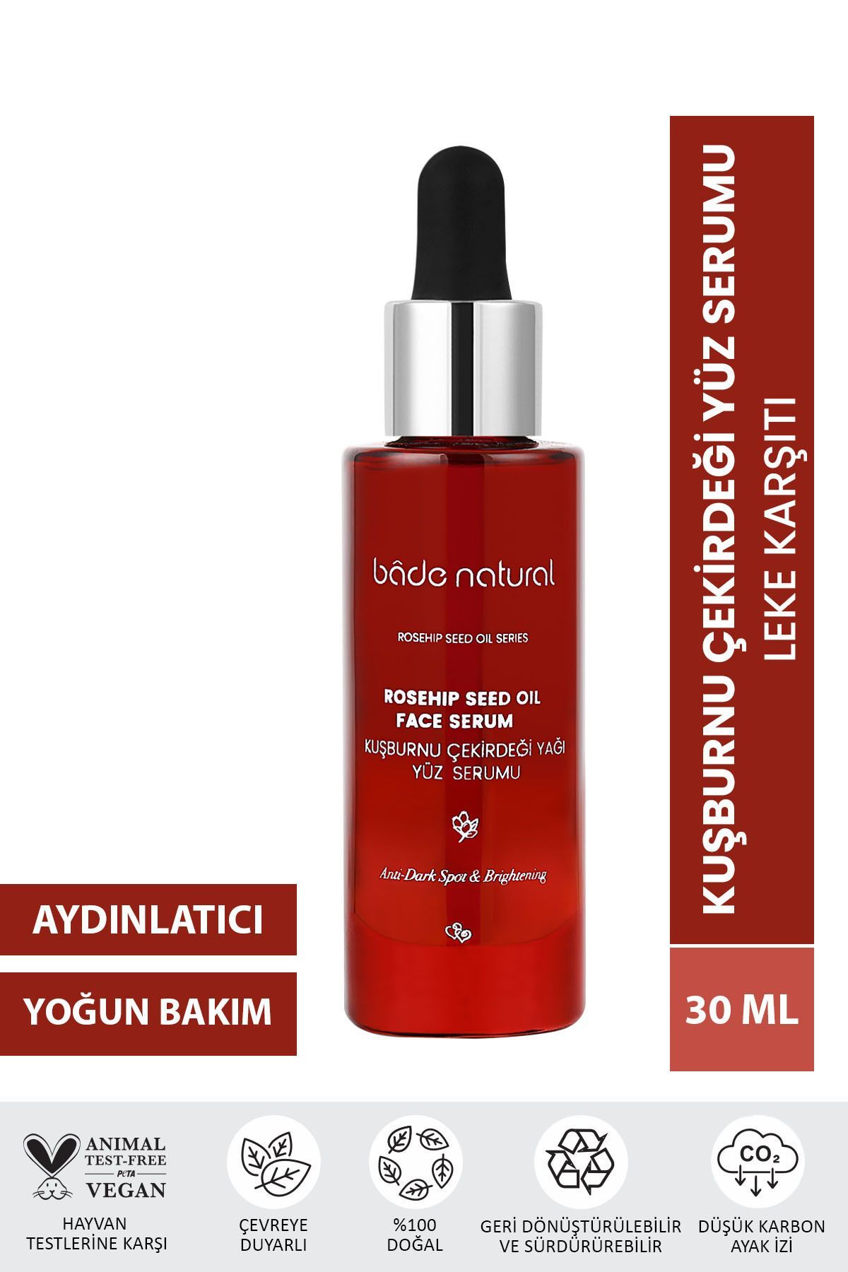 Bade Natural Doğal Kuşburnu Özlü Leke Karşıtı Yüz Serumu 30 ml
