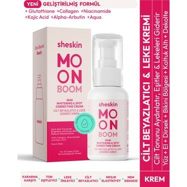 Sheskin Moon Boom Cilt Beyazlatıcı Ton Eşitleyici ve Leke Önleyici Krem Parlak ve Eşit Cilt Tonu 50 ml