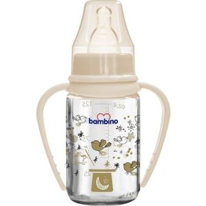 Bambino Kulplu Cam Biberon 125 ml - Krem Rengi