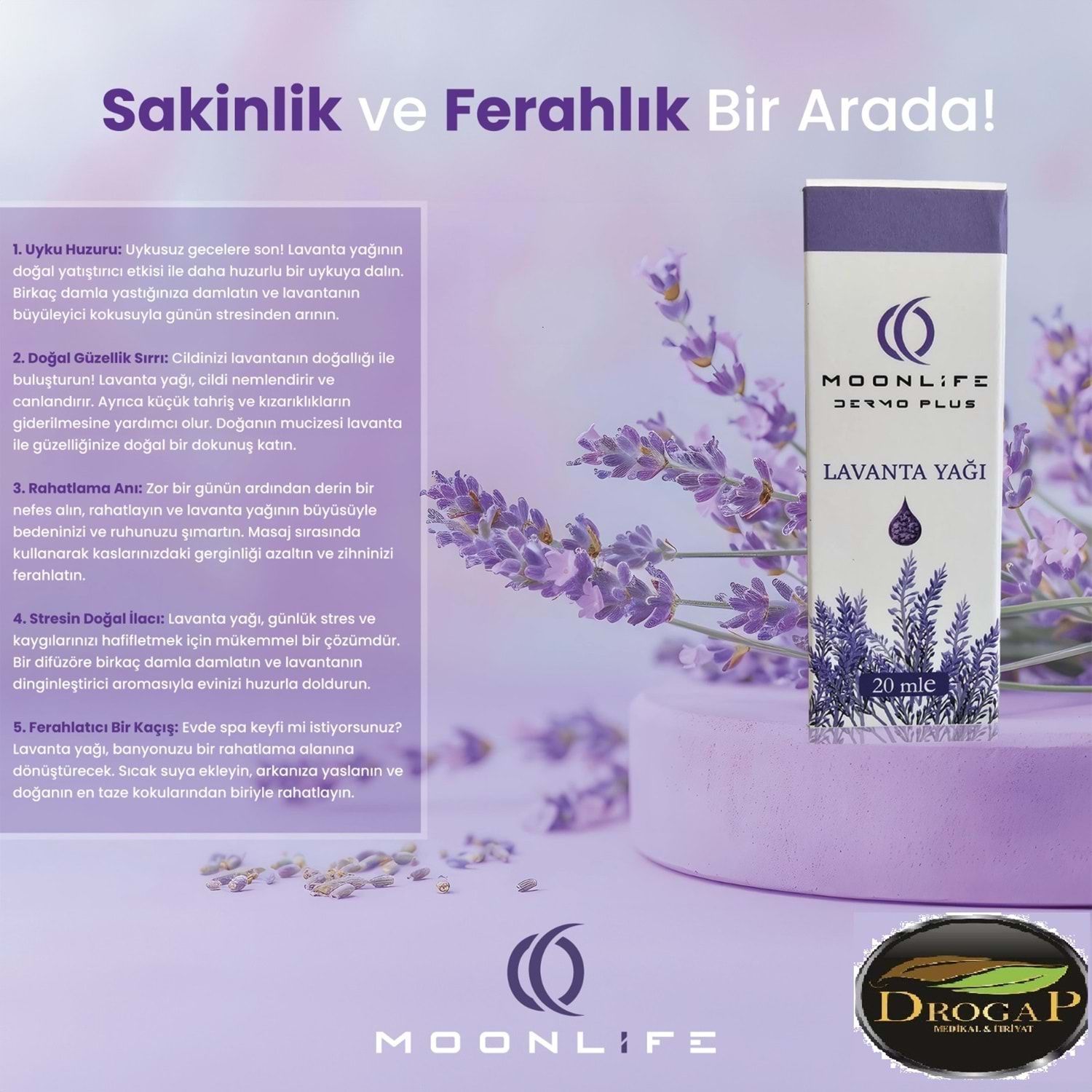 Moon Life Dermo Plus Lavanta Yağı 20 ml