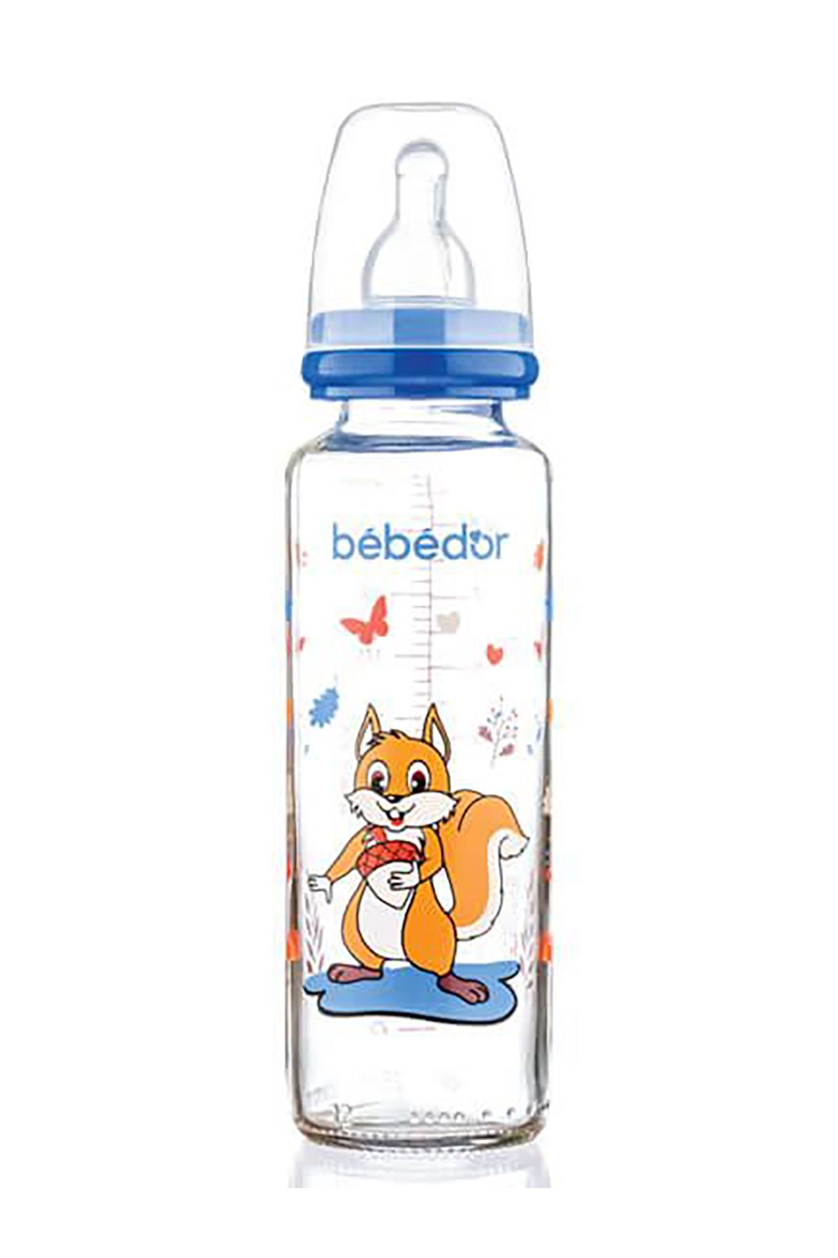 Bebedor Sevimli Sincap Desenli Cam Biberon 3+ Ay 250 ml