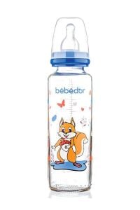 Bebedor Sevimli Sincap Desenli Cam Biberon 3+ Ay 250 ml