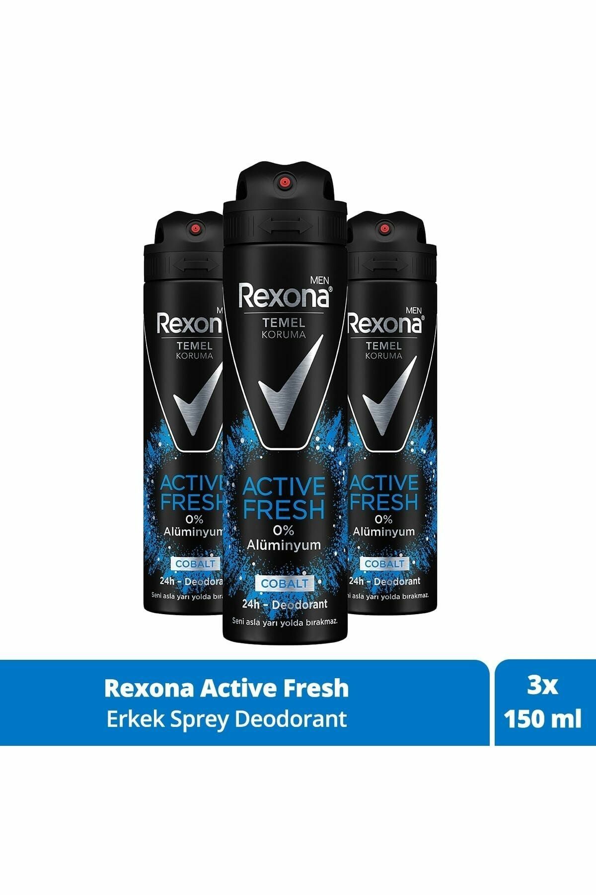Rexona Men Temel Koruma Active Fresh Erkek Sprey Deodorant Cobalt 150 ml - 3 Adet
